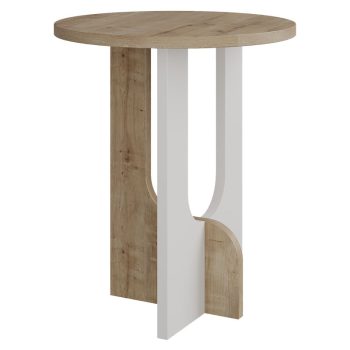Βοηθητικό τραπέζι Luna pakoworld φυσικό-λευκό Φ40x47εκ 119-001161