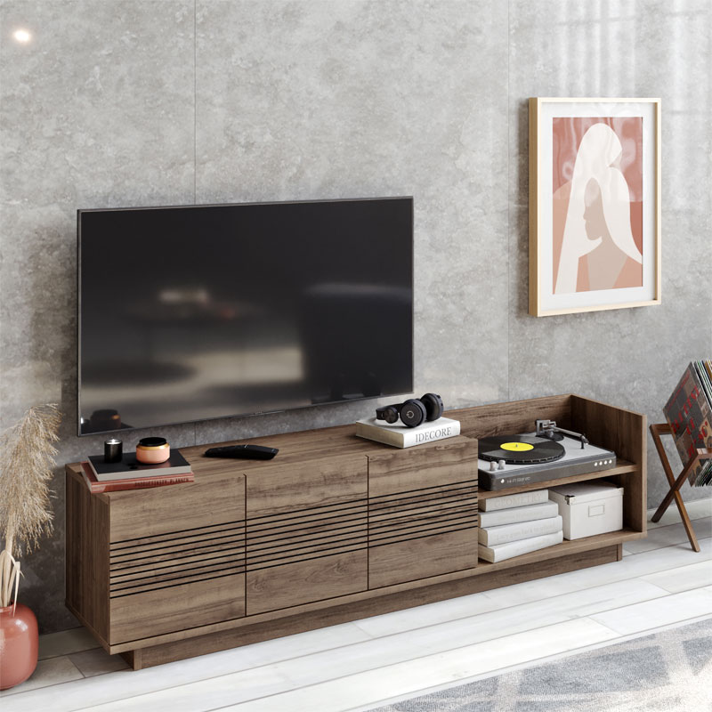 Έπιπλο τηλεόρασης Yubo καρυδί 167.6x35x43εκ - Image 2