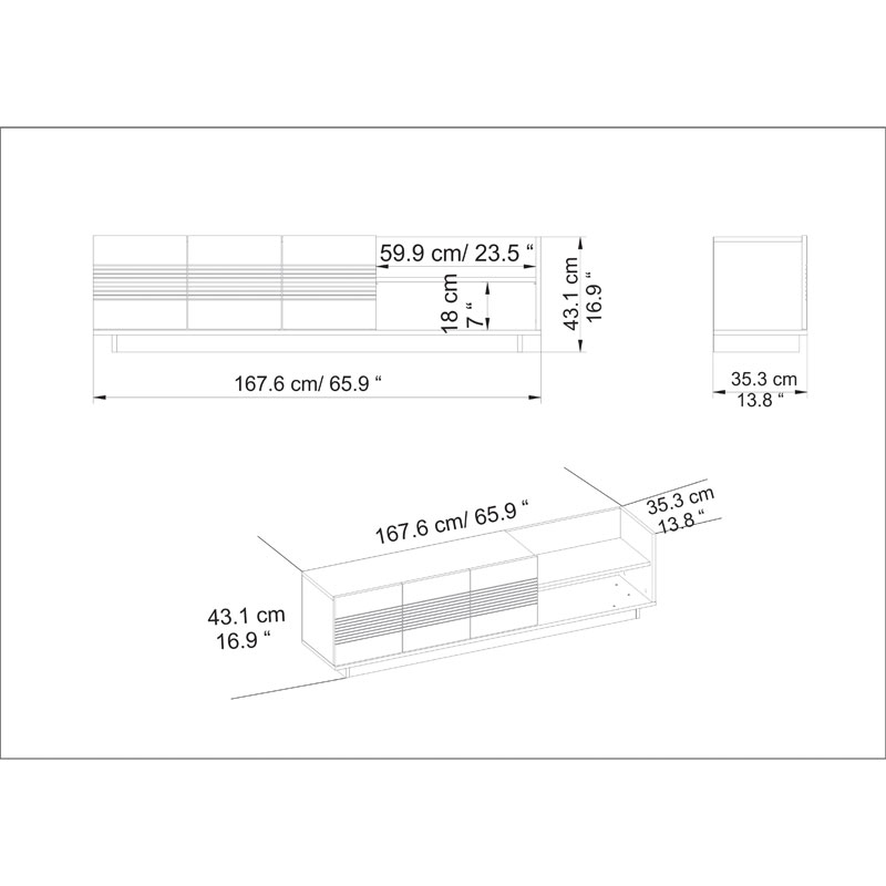 Έπιπλο τηλεόρασης Yubo καρυδί 167.6x35x43εκ - Image 5