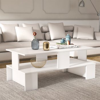 Alternative view of Τραπέζι σαλονιού Olly  λευκό 120x60x47εκ