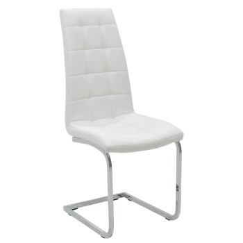 Καρέκλα Darrell pakoworld pu λευκό-βάση χρωμίου 42x49x106εκ 127-000107