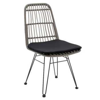Καρέκλα Naoki pakoworld pe γκρι-μέταλλο μαύρο 140-000018
