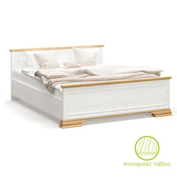 Κρεβάτι διπλό Jaden pakoworld golden oak-λευκό antique 160x200εκ 173-000023