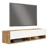 Έπιπλο τηλεόρασης επιτοίχιο Roscoe pakoworld λευκό-sonoma 140x31.6x29.6εκ 176-000065