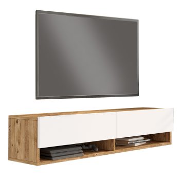 Έπιπλο τηλεόρασης επιτοίχιο Roscoe pakoworld λευκό-sonoma 140x31.6x29.6εκ 176-000065