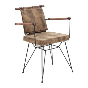 Πολυθρόνα Parson pakoworld PU καφέ antique-πόδι μαύρο 190-000014