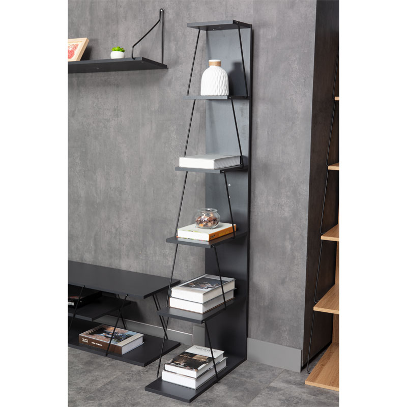 Βιβλιοθήκη mini Tars ανθρακί-μαύρο 50x22x150εκ - Image 2