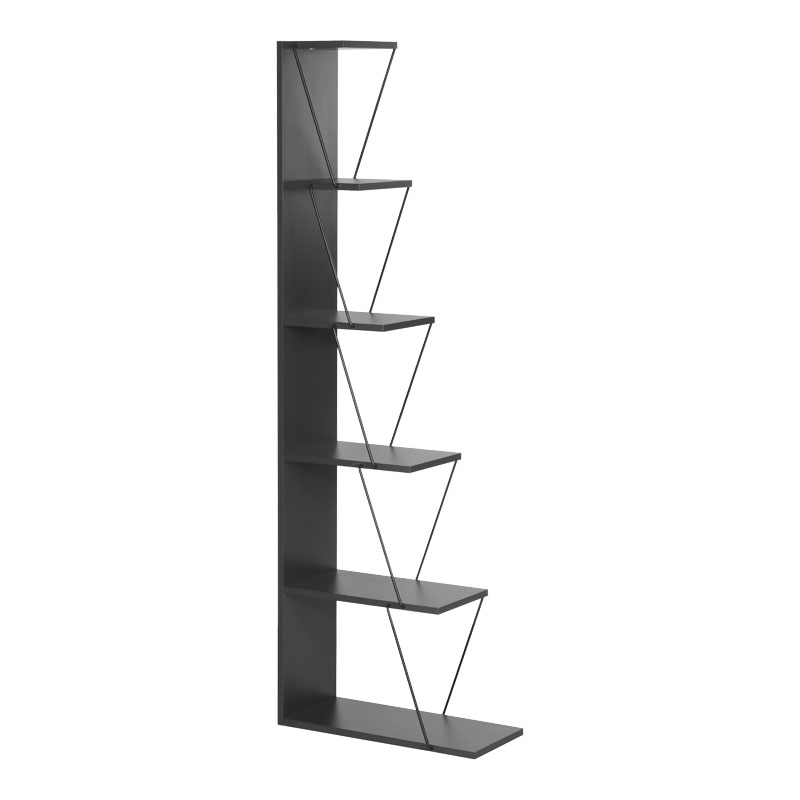 Βιβλιοθήκη mini Tars pakoworld ανθρακί-μαύρο 50x22x150εκ 225-000027