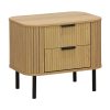 Κομοδίνο Eventful pakoworld με 2 συρτάρια φυσικό-μαύρο 57x42x50εκ 260-000010
