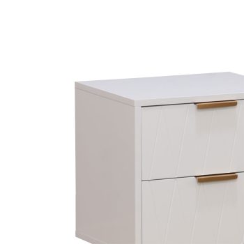 Alternative view of Κομοδίνο Culture  με 2 συρτάρια λευκό-χρυσό 40x35x52εκ