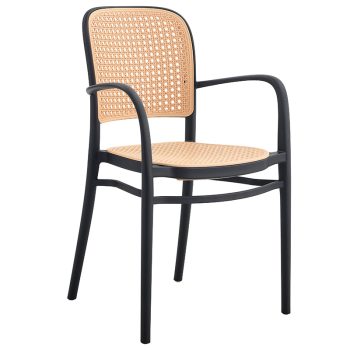 Πολυθρόνα Juniper pakoworld με UV protection PP μπεζ-μαύρο 56x52.5x86.5εκ. 262-000004