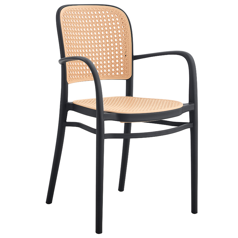Πολυθρόνα Juniper pakoworld με UV protection PP μπεζ-μαύρο 56x52.5x86.5εκ. 262-000004