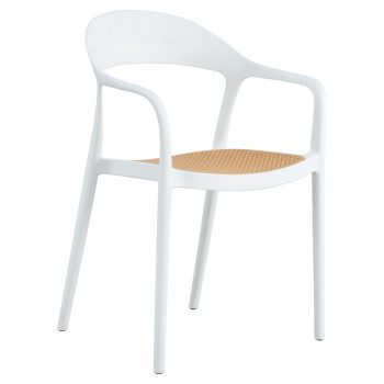 Πολυθρόνα Ember pakoworld με UV protection PP μπεζ- λευκό 52.5x56.5x81εκ. 262-000005