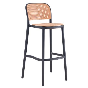 Σκαμπό μπαρ Juniper pakoworld με UV protection PP μπεζ-μαύρο 51x52x102.5εκ. 262-000013
