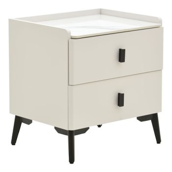 Κομοδίνο Alessio pakoworld mdf λευκό-μαύρο μέταλλο 46x37x47εκ 263-000016