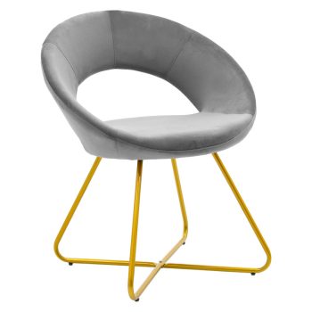Καρέκλα Valentina pakoworld βελούδο γκρι-χρυσό πόδι 029-000135