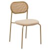 Καρέκλα James pakoworld pe rattan ύφασμα μπεζ-μέταλλο φυσικό 058-000054