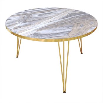 Τραπέζι σαλονιού Nidra pakoworld απομίμηση λευκό μαρμάρου-χρυσό Φ70x40εκ 120-000258