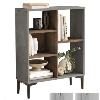 Βιβλιοθήκη χαμηλή Neville pakoworld cement-καρυδί 69x25x87.6εκ 176-000076