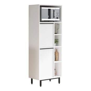 Στήλη κουζίνας Migniato pakoworld λευκό-μαύρο 60x35.5x161.5εκ 176-000147