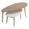 Τραπέζι σαλονιού Monty pakoworld oak-μπεζ μαρμάρου 116x46x46εκ 185-000067