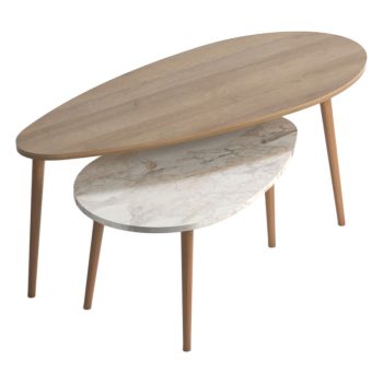 Τραπέζι σαλονιού Monty pakoworld oak-μπεζ μαρμάρου 116x46x46εκ 185-000067
