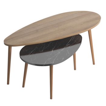 Τραπέζι σαλονιού Monty pakoworld oak-μαύρο μαρμάρου 116x46x46εκ 185-000088