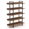 Βιβλιοθήκη Almond pakoworld καρυδί-μαύρο 119x27x185εκ 197-000035