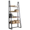 Βιβλιοθήκη Ryder pakoworld καρυδί-μαύρο 75x36x185εκ 197-000064