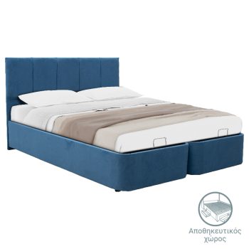 Κρεβάτι διπλό Cassian pakoworld ύφασμα γαλάζιο 150x200εκ 197-000101