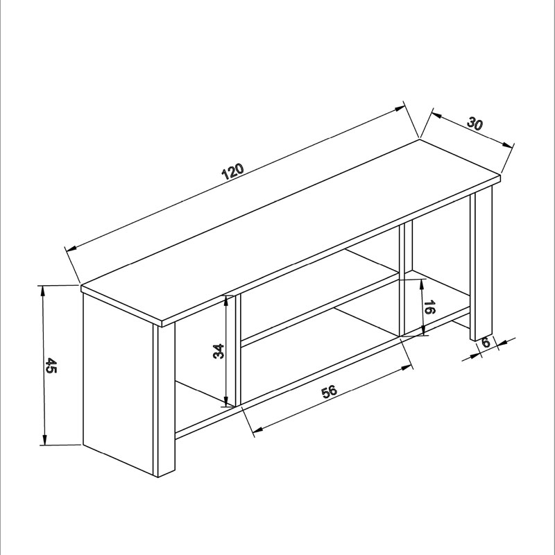 Έπιπλο τηλεόρασης Tserium μελαμίνης φυσικό 120x30x45εκ - Image 4