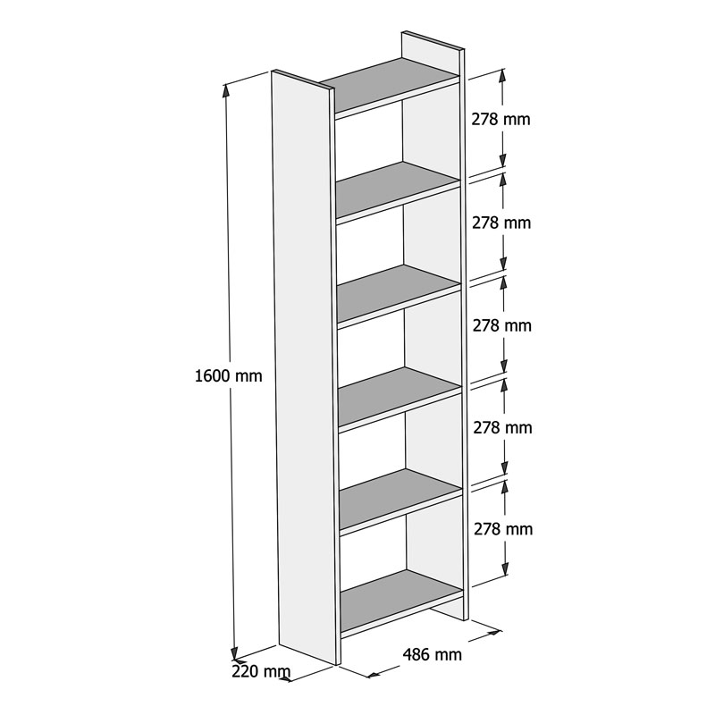 Βιβλιοθήκη Darco μελαμίνης λευκό 48.6x22x160εκ - Image 3