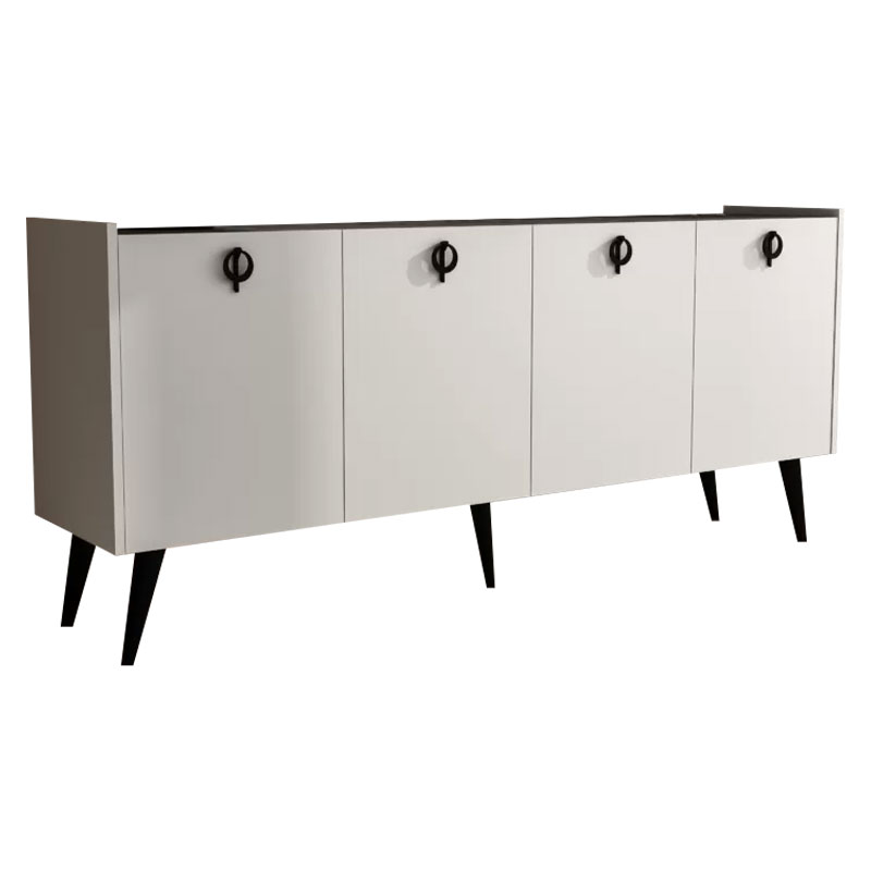 Μπουφές Jeslie pakoworld μελαμίνης λευκό-ανθρακί 180x40x79εκ 197-000208