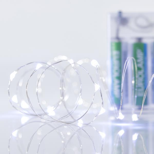 ΣΕΙΡΑ 20 MINI LED, ΜΠΑΤΑΡΙΑΣ, 3XAA, ΠΡΟΕΚΤΑΣΗ ΠΑΡΟΧΗΣ 10CM, ΑΣΗΜΙ ΧΑΛΚΟΣ, ΛΕΥΚΟ LED