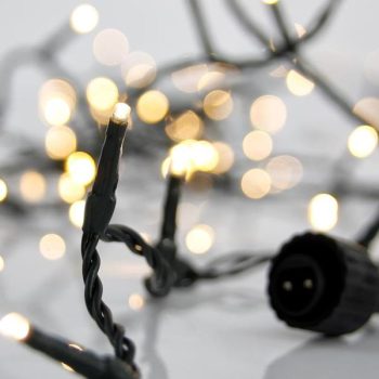 100 Χριστουγεννιάτικα Λαμπάκια LED Θερμό Λευκό 10.1μ σε Σειρά με Πράσινο Καλώδιο Eurolamp