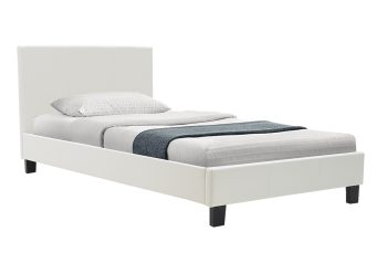 Κρεβάτι Nevil pakoworld μονό 100x200 PU χρώμα λευκό ματ 006-000012