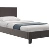 Κρεβάτι Nevil pakoworld μονό 100x200 PU σκούρο καφέ ματ 006-000013