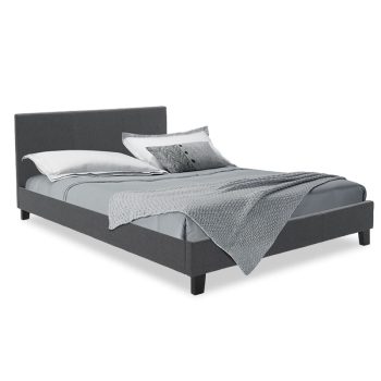 Κρεβάτι Nevil pakoworld διπλό 150x200 με ύφασμα χρώμα ανθρακί 006-000020
