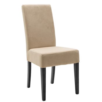 Καρέκλα Ditta pakoworld ύφασμα εκρού-πόδι μασίφ ξύλο μαύρο 047-000049