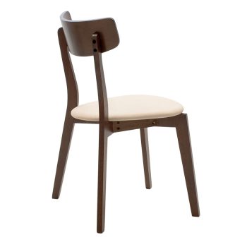Alternative view of Καρέκλα Toto  μπεζ ύφασμα-rubberwood καρυδί πόδι