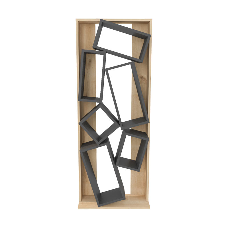 Βιβλιοθήκη Jamey φυσικό-ανθρακί 60x24x153,6εκ - Image 3