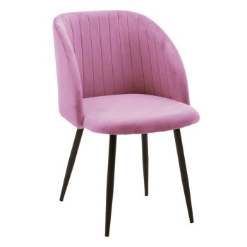 Πολυθρόνα Oasis pakoworld βελούδο ροζ-πόδι μαύρο μέταλλο 54x52x84εκ 127-000170