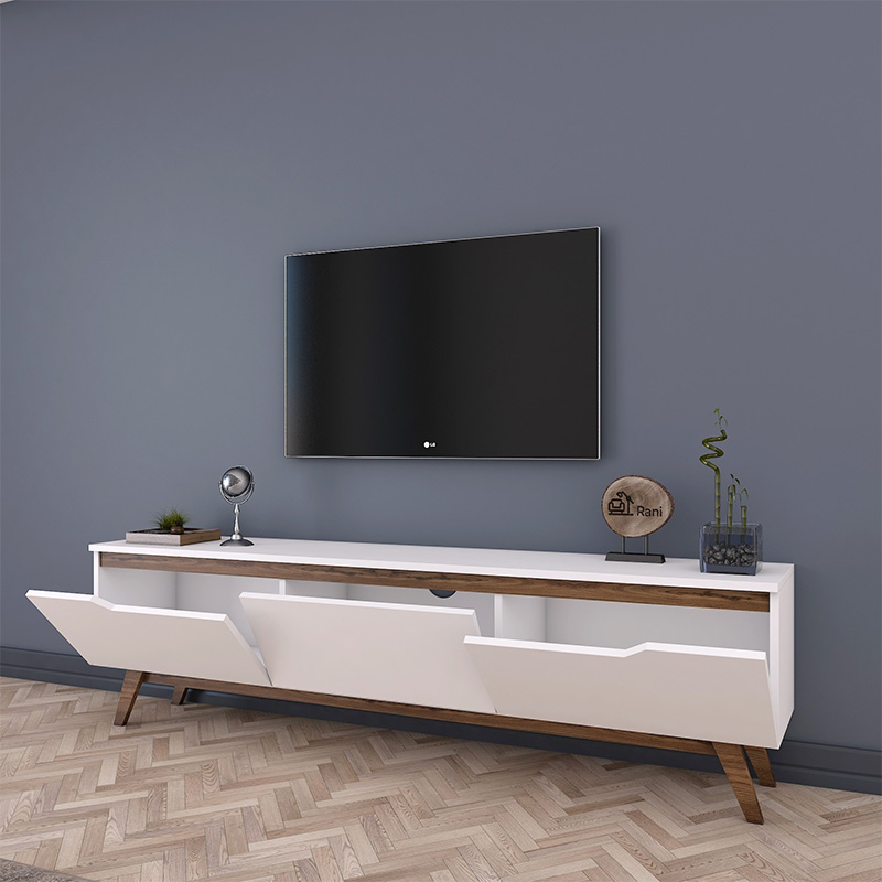 Έπιπλο τηλεόρασης Kasandra λευκό-καρυδί 180x35x48,5εκ - Image 3