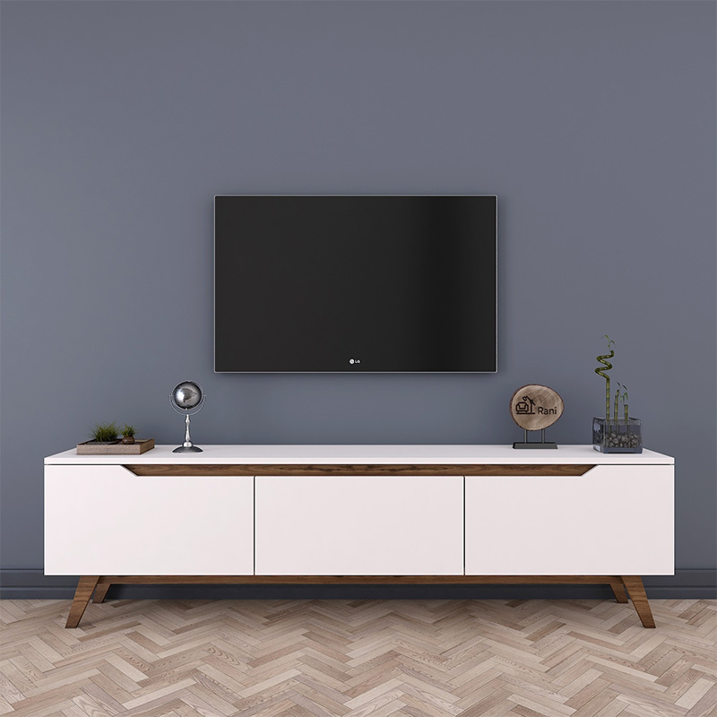 Έπιπλο τηλεόρασης Kasandra λευκό-καρυδί 180x35x48,5εκ - Image 4