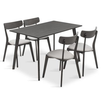 Tραπεζαρία Benson - Toto pakoworld σετ 5τμχ rustic grey - ύφασμα γκρι 120x75x75εκ 200-000187