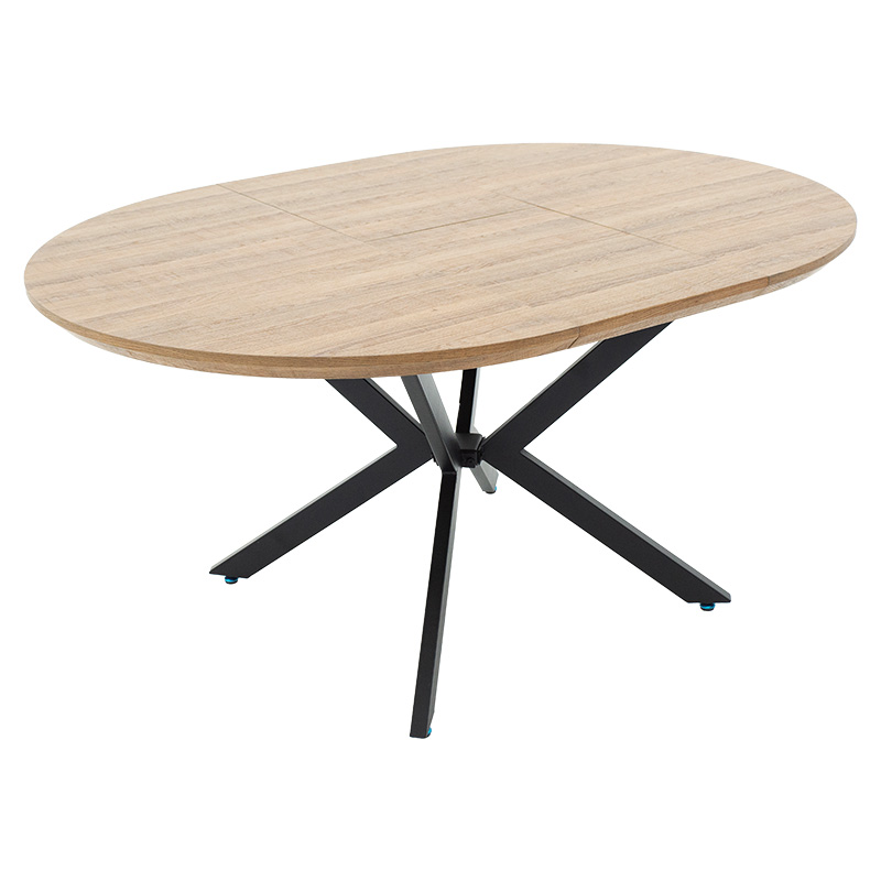 Tραπέζι Lydia MDF επεκτεινόμενο καρυδί-μαύρο 120-160x120x79εκ - Image 3