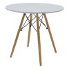 Τραπέζι Julita pakoworld MDF λευκό-πόδια φυσικό Φ80x73εκ 271-000007