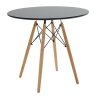 Τραπέζι Julita pakoworld MDF μαύρο-πόδια φυσικό Φ80x73εκ 271-000008