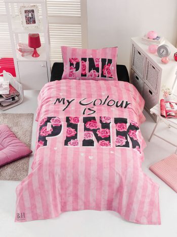 Beauty Home Σετ κουβερλί μονό Pink Art 6113 160x240 Ροζ