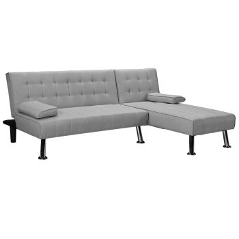 Γωνιακός καναπές-κρεβάτι αριστερή γωνία Brisk pakoworld γκρι ύφασμα 200x146x75εκ 035-000069